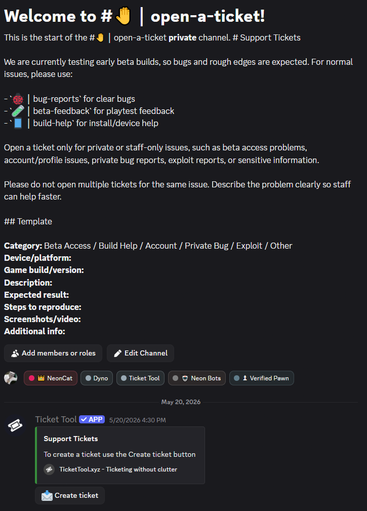 Canalul open-a-ticket cu botul Ticket Tool și un template de suport