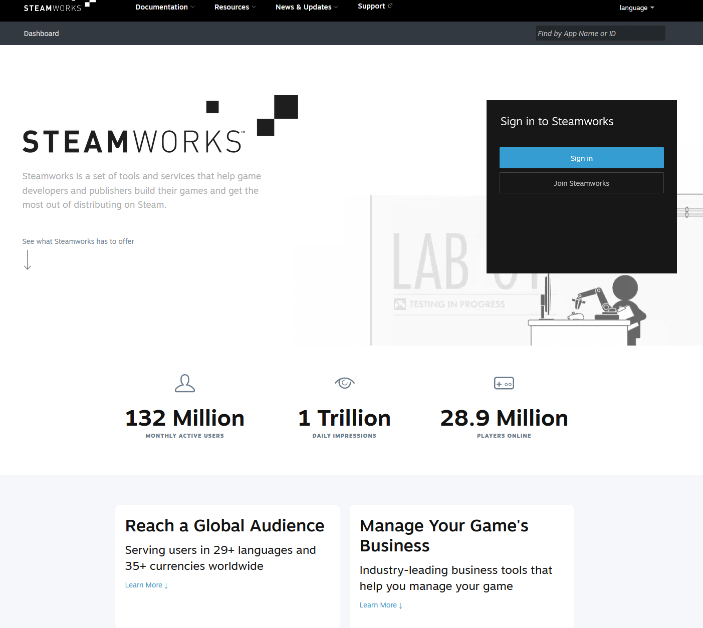Pagina de start Steamworks